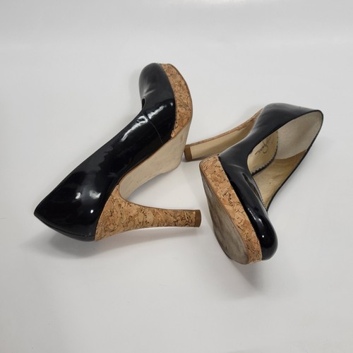 Jessica Simpson Women's Patented Leather Pump Wooden Heel Black Sz 7.5 B - Picture 7 of 12