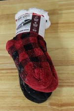 Muk Luks Women's Cabin Socks-2 Pair-Red Buffalo /Black-S/M 5-7 -NWT-2900724