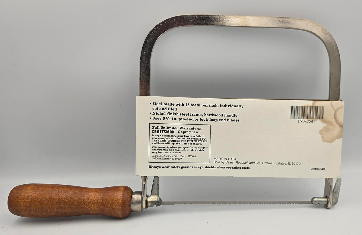 Vintage Sears Craftsman Wood Handle Coping Saw 93541 – 6-3/4