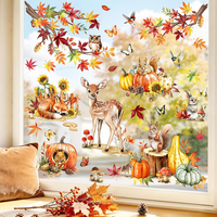 Supzone Fensterbilder Selbstklebend Herbst Waldtiere Fensteraufkleber | Ahornblä