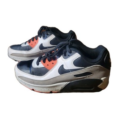 0400) Nike Air Max 90 LTR GS White/Black/Orange CD6864-110 Youth Size 4Y
