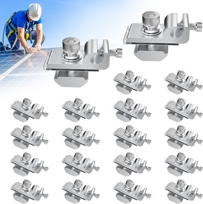 4-20Stück Erdungsklemme Alu Edelstahl PV Solarpanel Erdung Klemme Erdungsclip DE