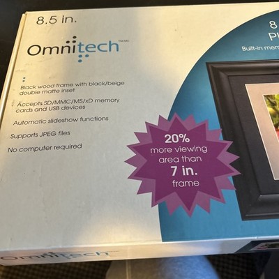 Brand New Sealed Omnitech 11- Inch Digital Wood Photo Frame USB SD/MMC/MS/XD