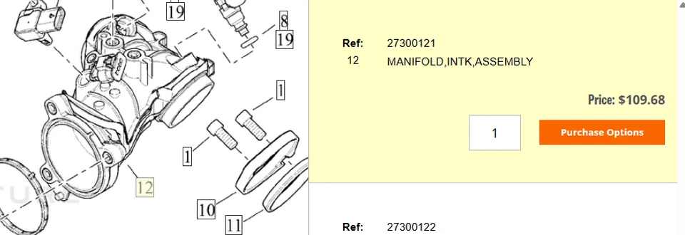 OEM HARLEY DAVIDSON SOFTAIL/FATBOY MILWAUKEE OCHO COLECTOR DE ADMISIÓN 27300121 Foto 2 de 4