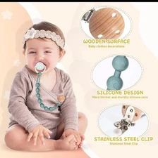 Seposeve Silcone Pacifier Clip - 4Pack-2green/2white
