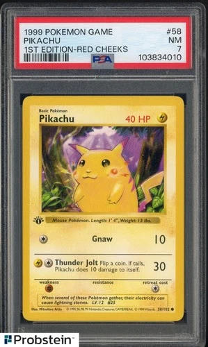1999 Pokemon Game 1st Edition #58 Pikachu Red Cheeks PSA 7 NM