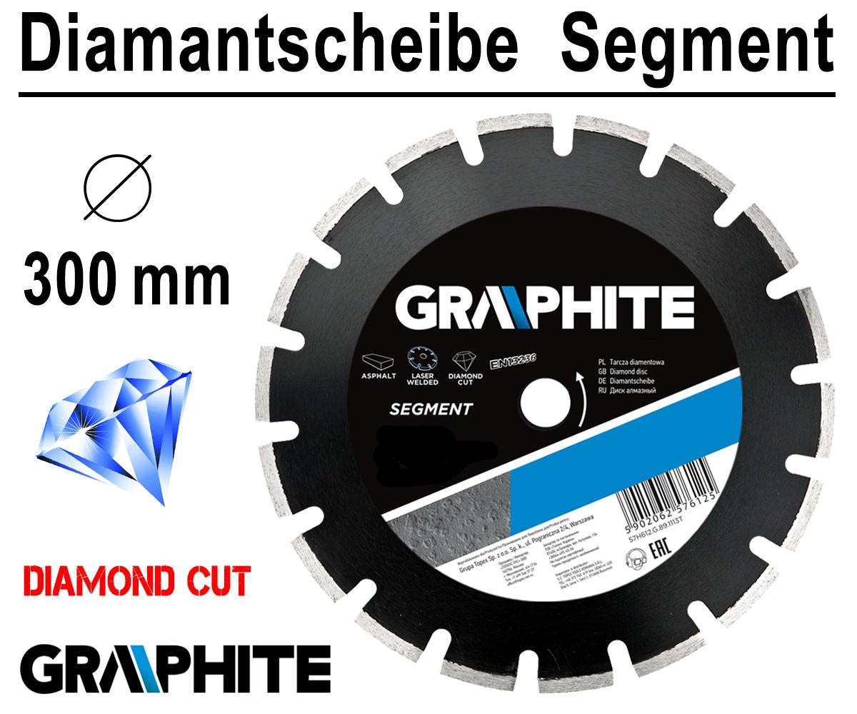 Diamanttrennscheibe Diamantscheibe Motor Trennscheibe Ø 300 mm x 25.4 mm SEG