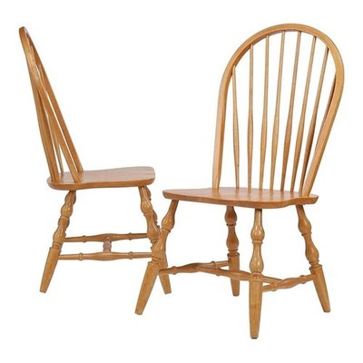 Sunset Trading Oak Selections 18'' Wood Windsor Dining Chair in Oak (Set of 2)