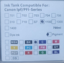 PFI-1100 Standard Yield Pigment Ink Tank 700ml for Canon Inkjet Printer NEW SEAL
