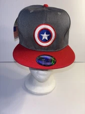 Marvel Avengers Captain America Shield Embroidered Snapback Hat Gray