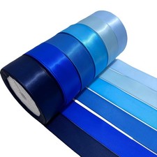 6 Rolls 10 Yards 1 Inch Blue Satin Ribbon Colors Gift Wrapping Craft Bouquet