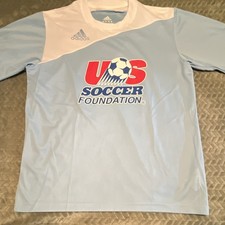 adidas Clima365 US Soccer Foundation V-Neck Jersey Tee Blue/White boys under 10