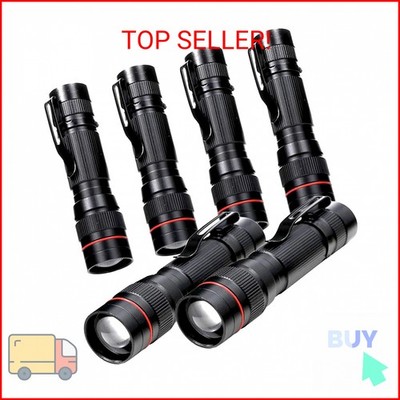 Hilngav 6 Pack Small Mini LED Flashlight, Single Mode Zoomable Flashlights AA Ba