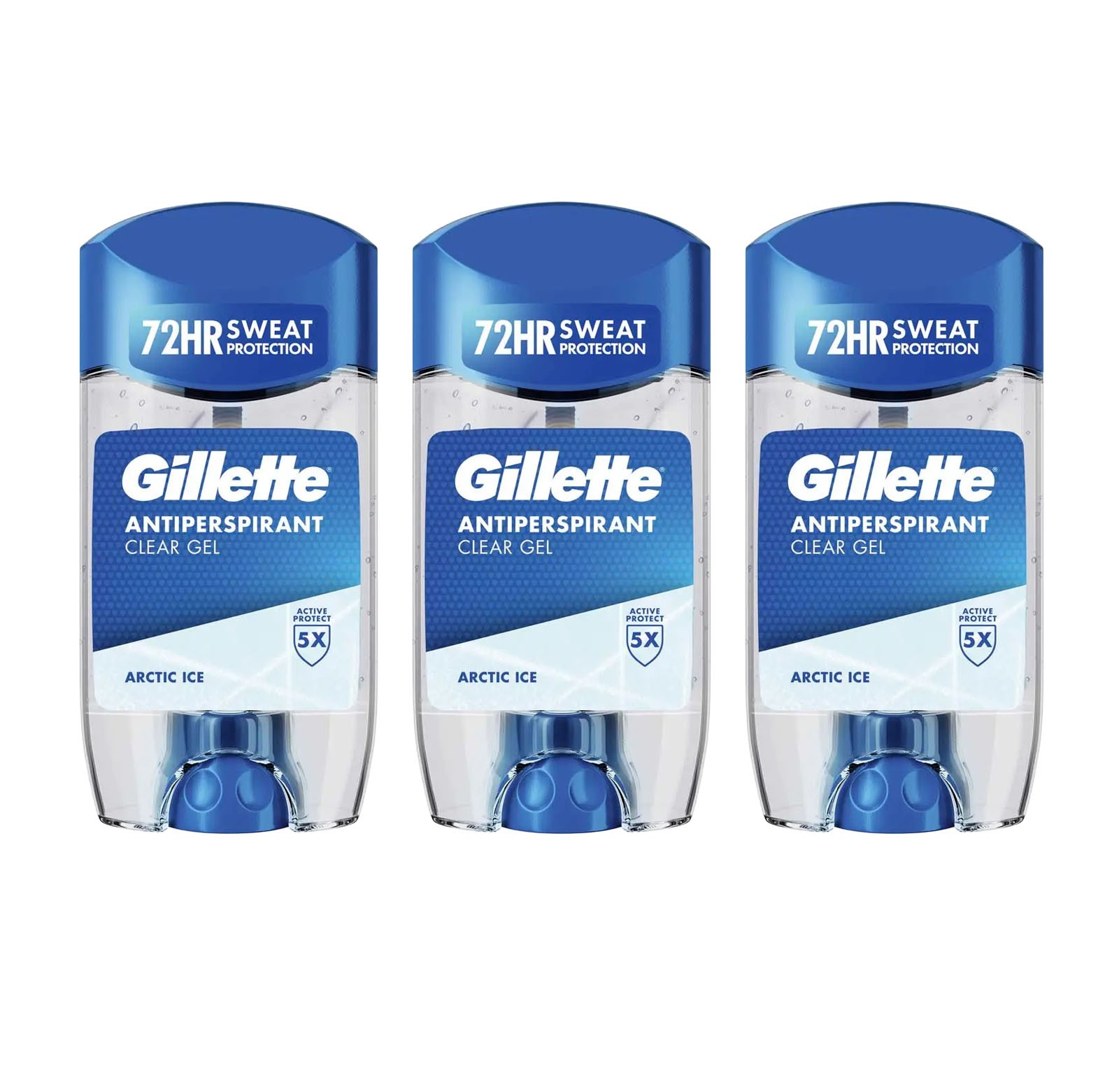 Gillette Arctic Ice Gel Deodorant Antiperspirant 72H Protect Odor Blocker 3-Pack