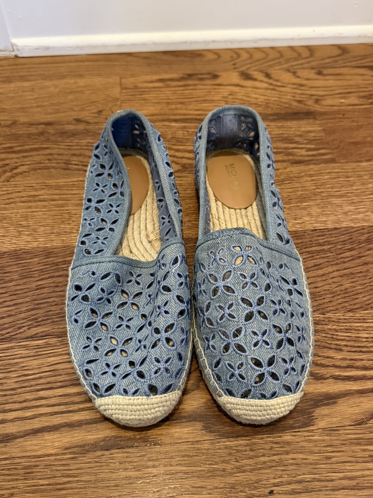 Michael Kors Women's Blue Darci Slip On Flat Espadrille Shoes
