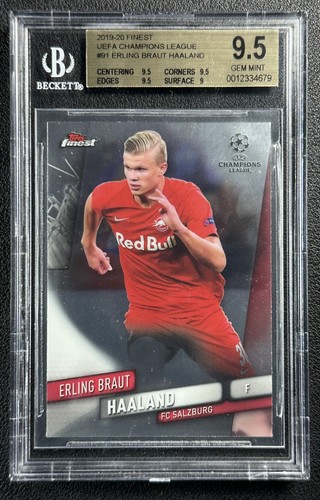 ERLING BRAUT HAALAND BGS 9.5 2019 TOPPS FINEST UCL #91 ROOKIE SALZBURG RC 4679