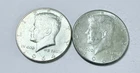 1964 KENNEDY SILVER HALF DOLLARS LOT OF 2, 90% SILVER CIRCULATED COINS #9048