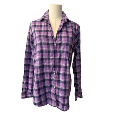 Grayson The Hero Purple Plaid Cotton Button Down Shirt Womens Size 2 Minimalist