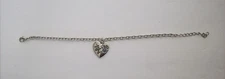Dog Paw Print Heart Charm Bracelet Purple Rhinestones Inspirational Long Chain