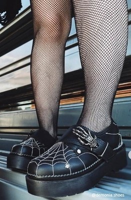 Black Platform Oxfords Creepers Spiderwebs Alt Emo Goth 90s