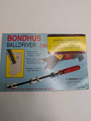 #ad #ad 1988 Bondhus Balldriver Hex Tool Original Card Campbell Supply Iowa Falls IA Vtg $11.55