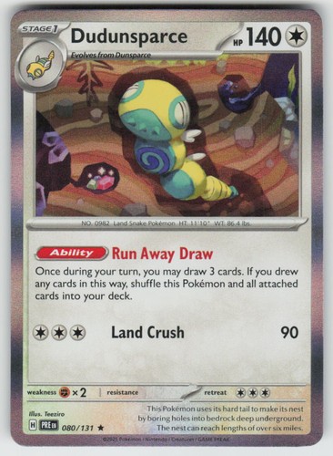 Dudunsparce 080/131 Holo Rare Prismatic Evolutions Pokemon Near Mint