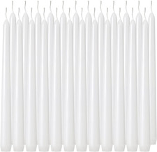 24 Pack White Taper Candles 10 Inch Dripless Unscented Dinner Candle