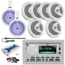 Pyle Marine Receiver, 6x 6.5''  2x 8" Bluetooth LED Speaker, Amp w/Kit, Antenna