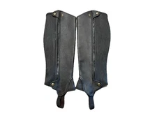 NEW- Treadstep Deluxe Half Chaps Black Leather Height 17 Inches, Calf 17 Inches