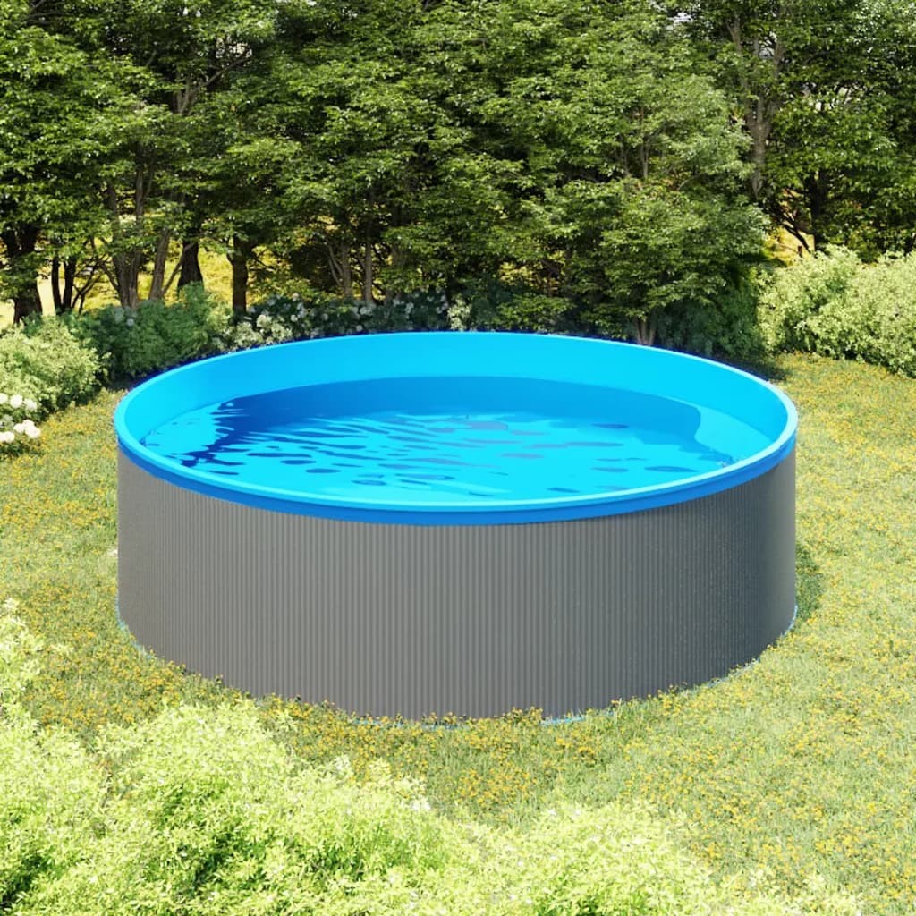 Piscina de chapoteo 350x90 cm Blanco/Gris Exterior Jardin Fin de Semana vidaXL