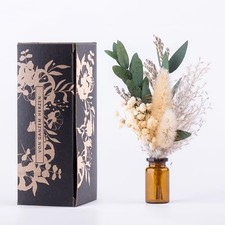 Trockenblumenstrau&szlig; Kunstharz Mini Beige-Gr&uuml;n in Vase Geschenkverpackung