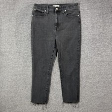 Madewell Jeans Size 27 High-Rise Slim Crop Boyjean Washed Black Raw Hem