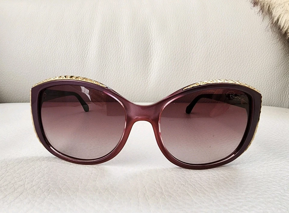 Nuevo Roberto Cavalli Yed 1015S 83D Gafas de sol Ojo de gato Piedras púrpuras Logo RC Foto 3 de 4
