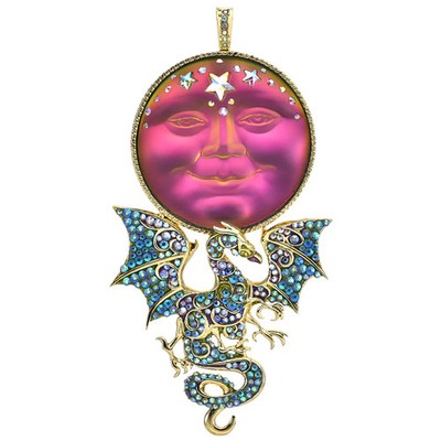 Kirks Folly Mystic Seaview Moon 50mm Protector Of The Realm Dragon Pendant Black