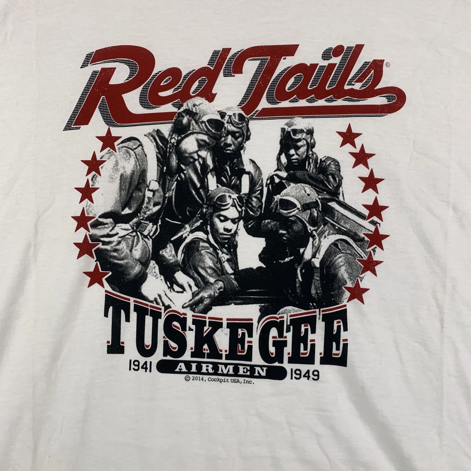 Camisa Red Tails Tuskegee Aviadores Para Hombres 3X Blanca Segunda Guerra Mundial Piloto Cabina EE. UU. Camiseta Gráfica Foto 2 de 4