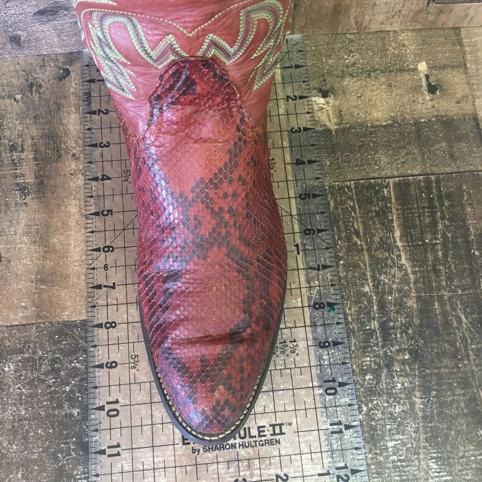 Botas masculinas caubói faroeste vintage pele de cobra Larry Mahan 8,5 D - Imagem 2 de 4