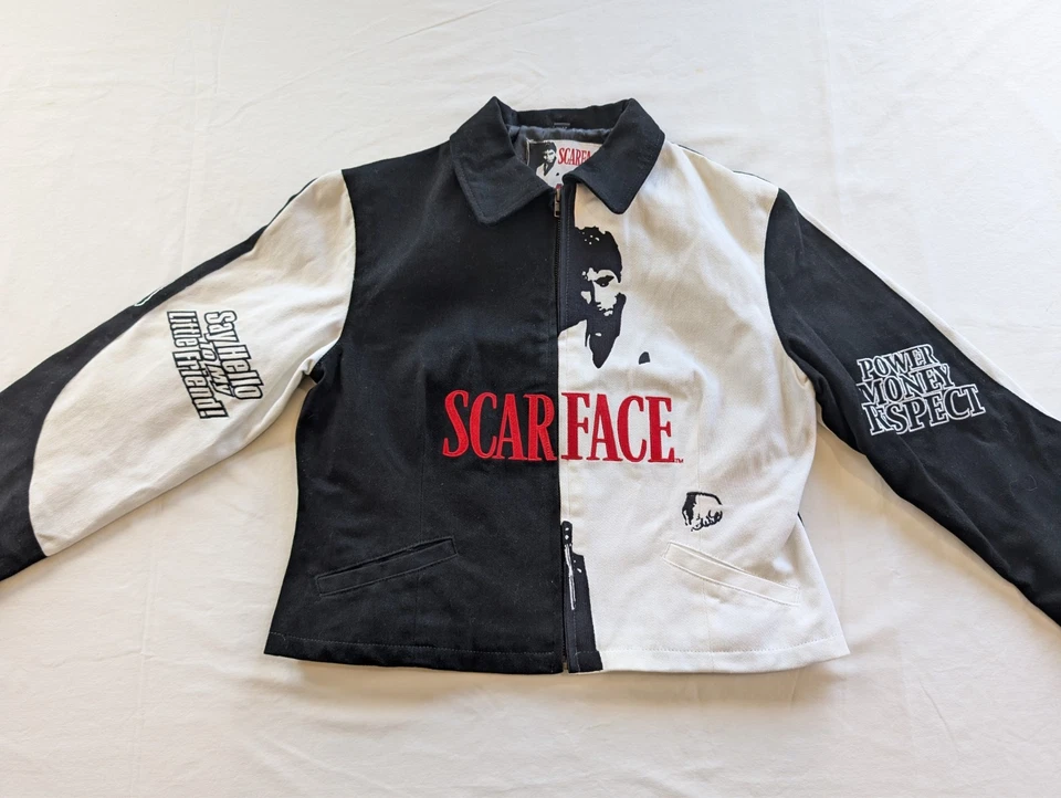 Vintage Scarface Women's Zip-Up Denim Jacket By JH Design - Size Large - Image 2 of 4