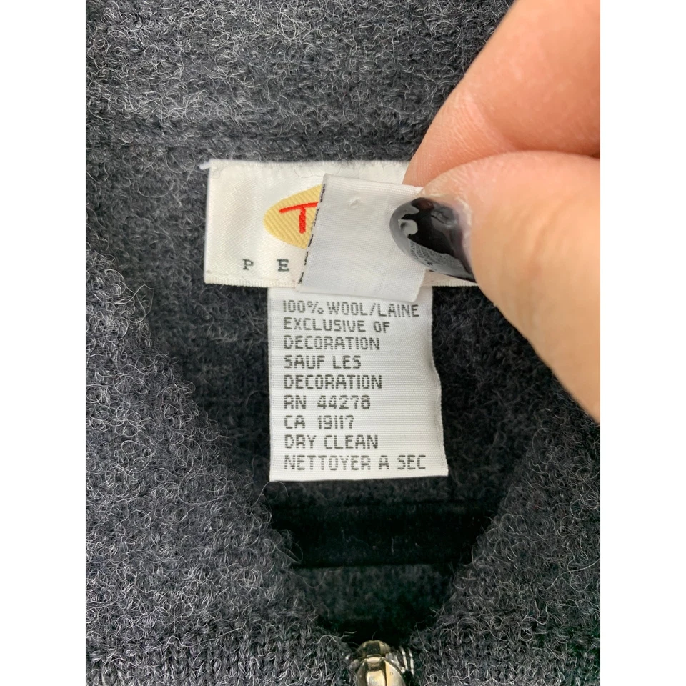 Cárdigan suéter gris lana Talbots para mujer talla PS con cremallera vacaciones muñeco de nieve Foto 4 de 4