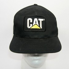 CAT Caterpillar Black Baseball Trucker Cap Hat Adjustable Snap Back Embroidered