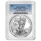 2021 $1 Type 1 American Silver Eagle PCGS MS70 Last Production Blue Label