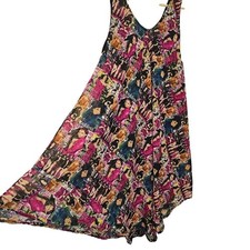 Ana & Rose Trapeze Tank Dress One Size Pink Magazine Collage Artsy Midi Swing