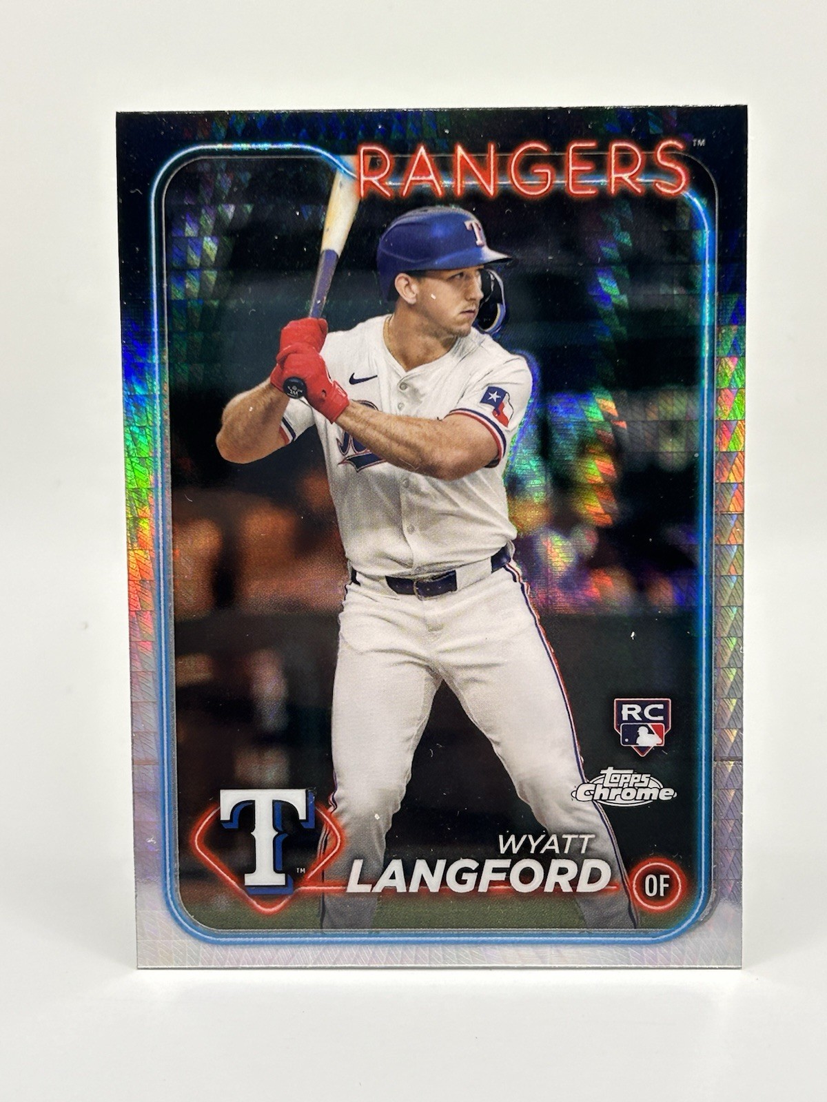 2024 Topps Chrome #122 Wyatt Langford Prism Refractor RC Rookie Rangers