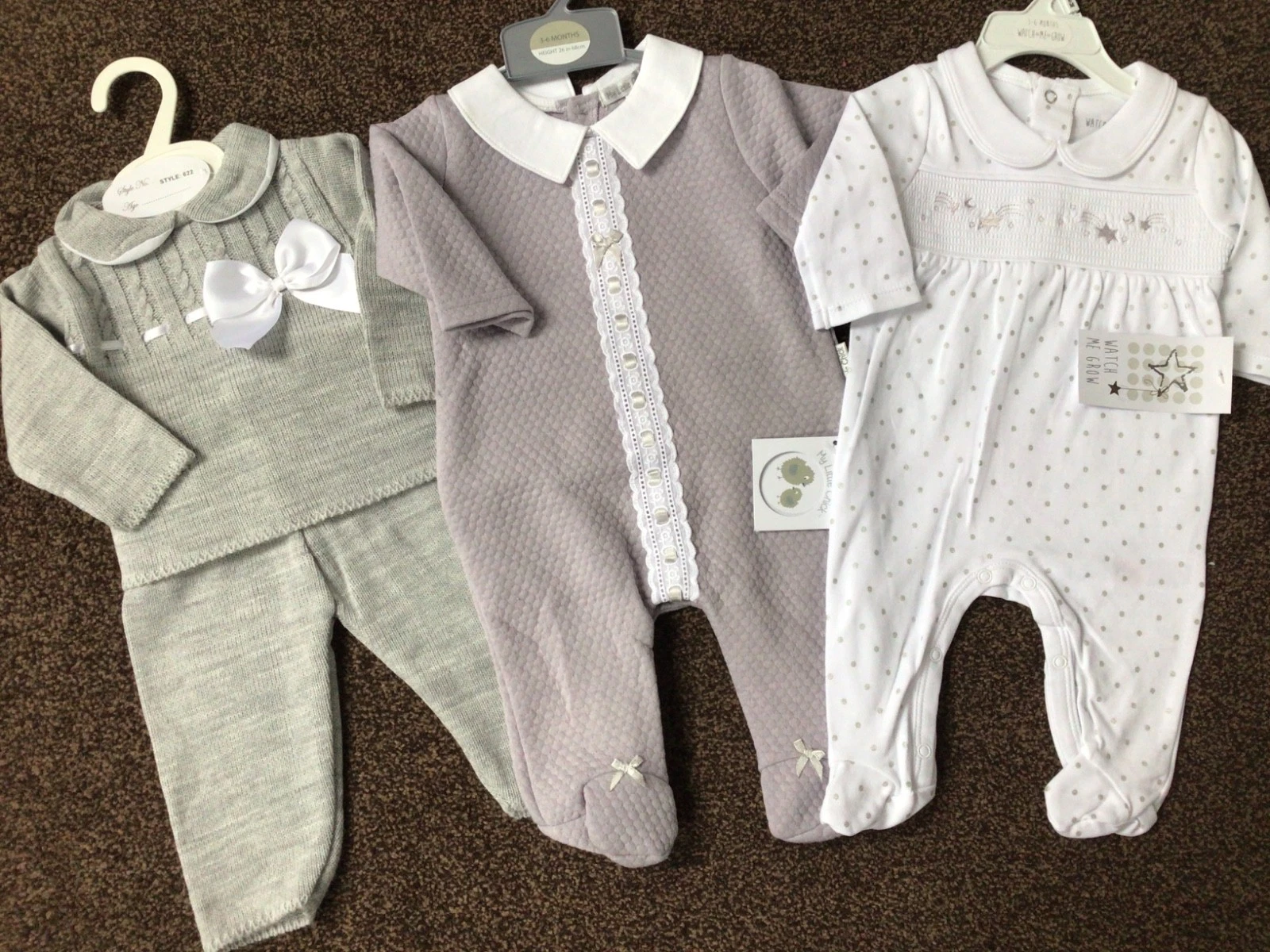 Bundle baby girls warm winter knitted clothes outfit set 3-6 months