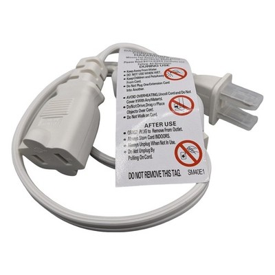 Plugrand PC-0056 White 2ft Extension Cord with On Off Switch 1-15P to 1-15R 0.6M