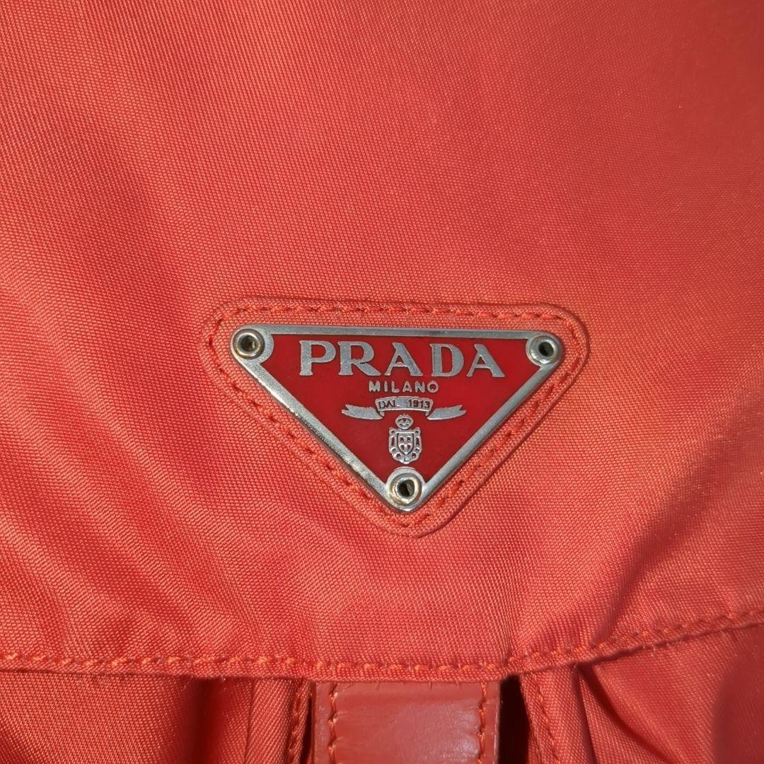 PRADA Backpack Red Testo Nylon Triangle Logo Leat… - image 2