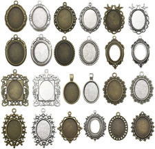 20pcs 18x25mm Oval Bezel Pendant Base Trays Cabochon Settings Trays Pendant Blan