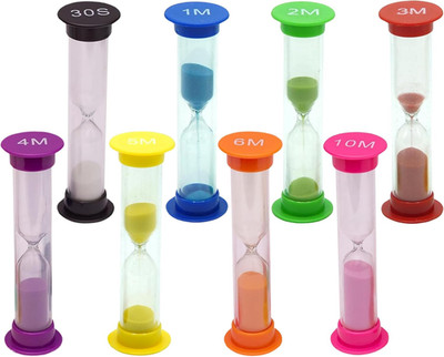 Sand Timer for Kids Set of 8 Small Colorful Hourglass Acrylic Covered Clock 30Se