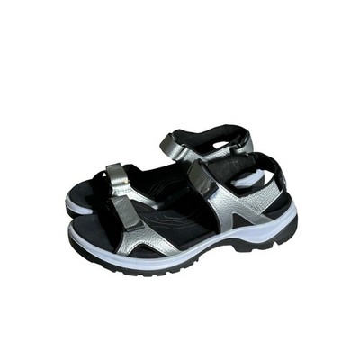 Ecco Offroad Silver Nubuck Leather Walking Sandals Womens 8 8.5 EU 39