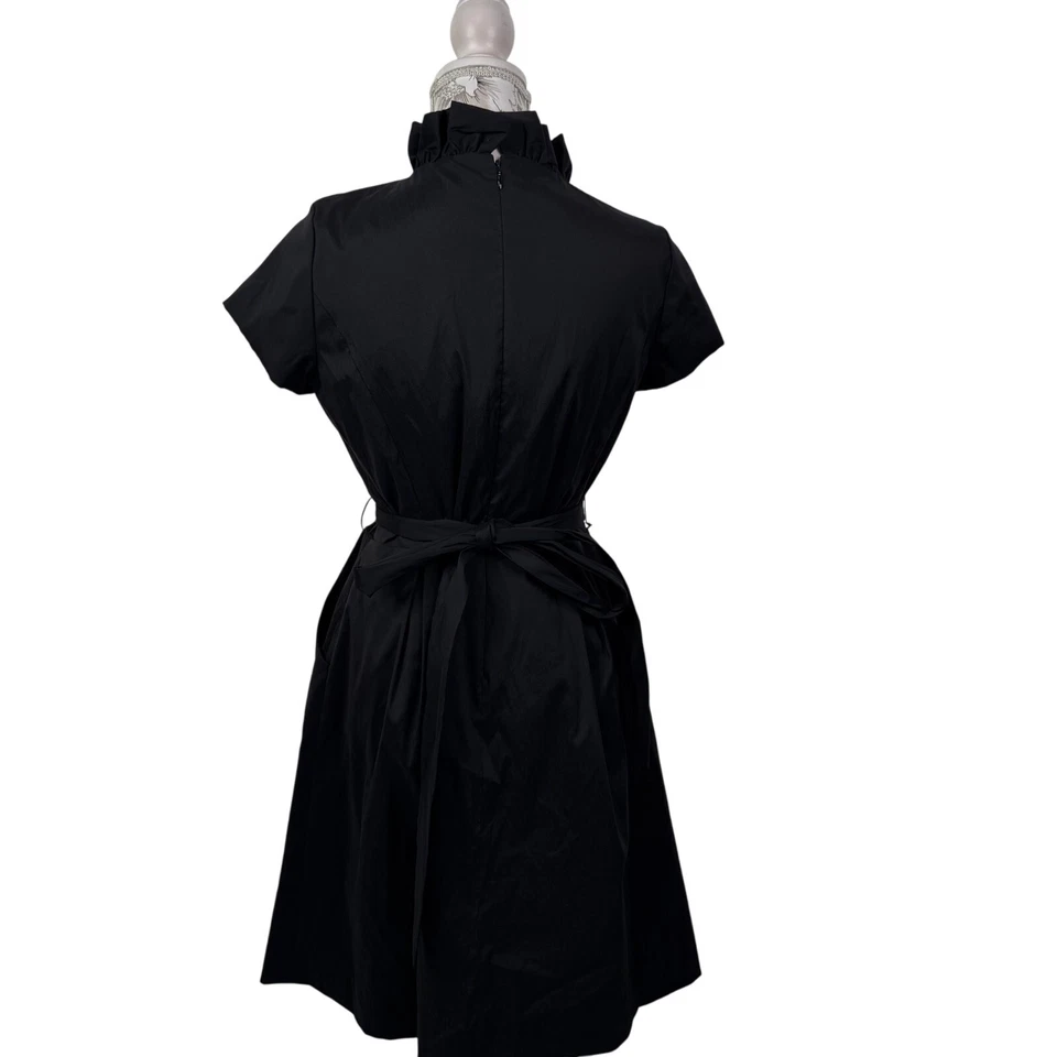 Vintage Julian Taylor New York Black Ruffle Collar Jeweled Button Dress Size 12 - Image 3 of 4
