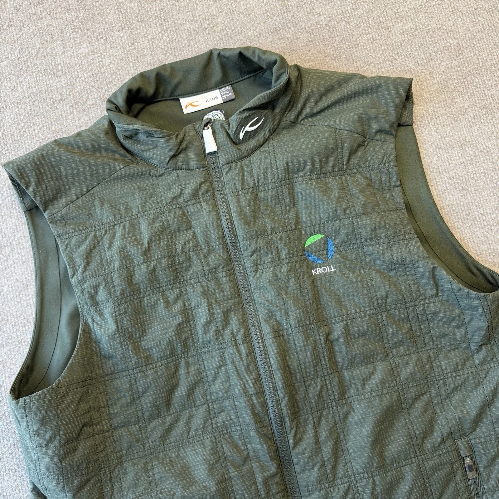 Kjus Rowan Insulated Vest Mens XL Green Quilted Lightweight Hybrid Stretch